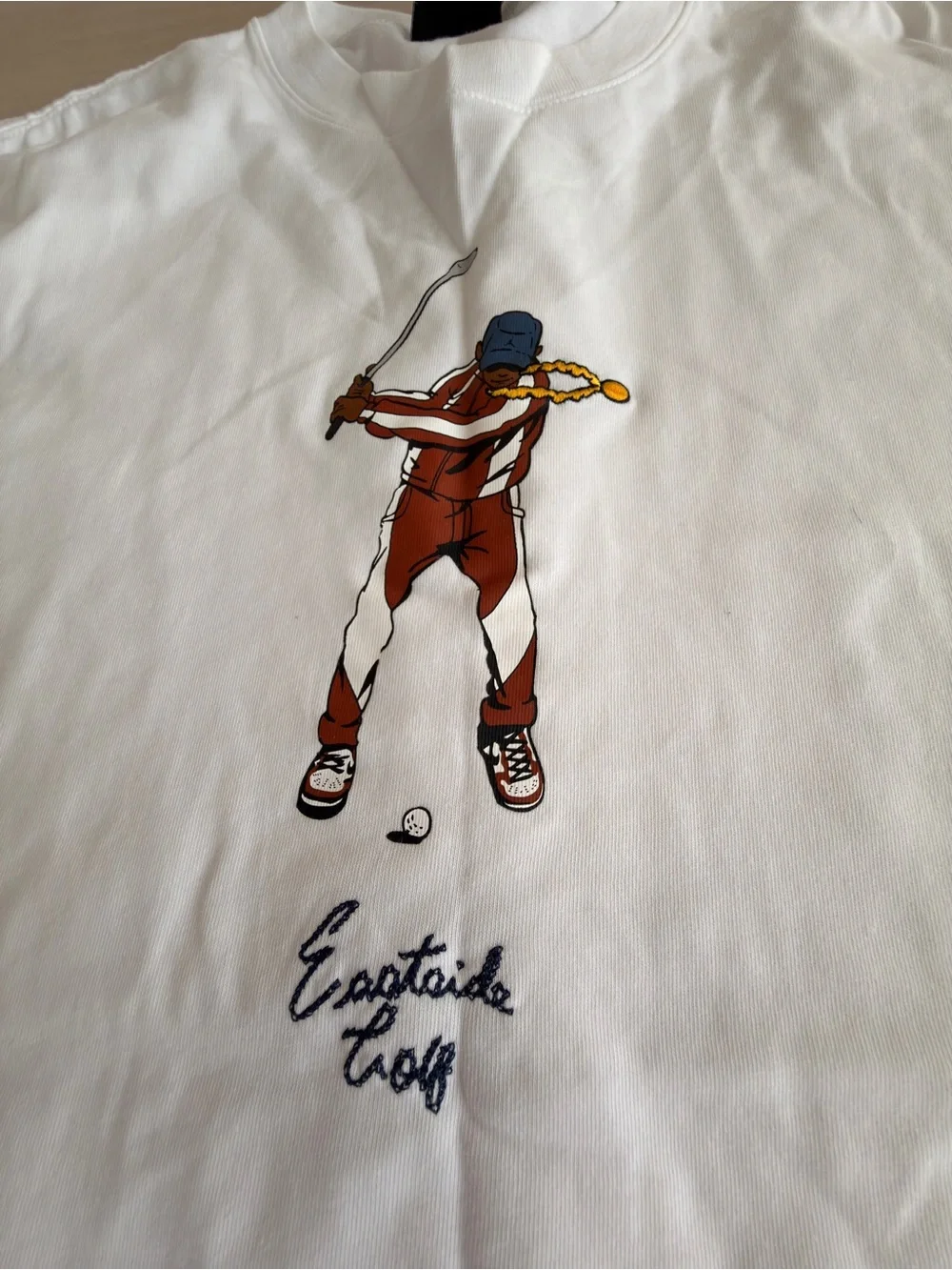 Jordan White Eastside Golf Tee with Center Golfer Graphic - Size XL